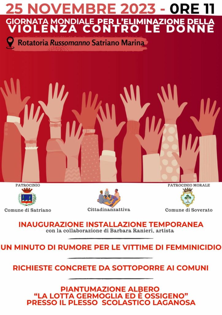 25 Novembre 2023 ore 11:00 Satriano Cittadinanza Attiva