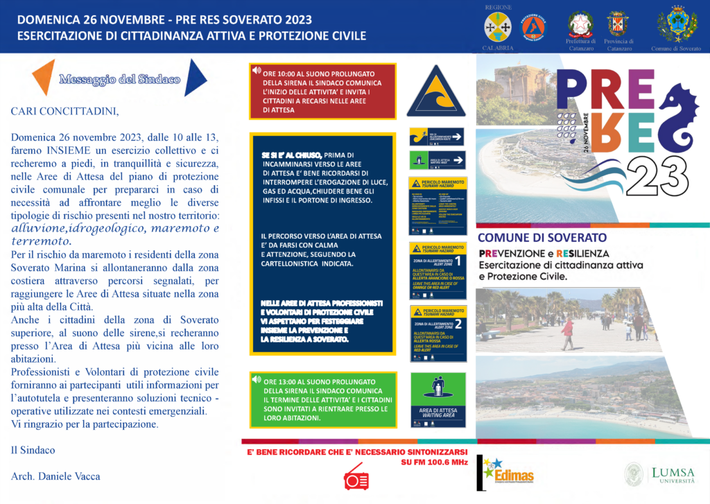 ESERCITAZIONE COMUNALE DI CITTADINANZA ATTIVA E PROTEZIONE CIVILE - PRE-RES 2023