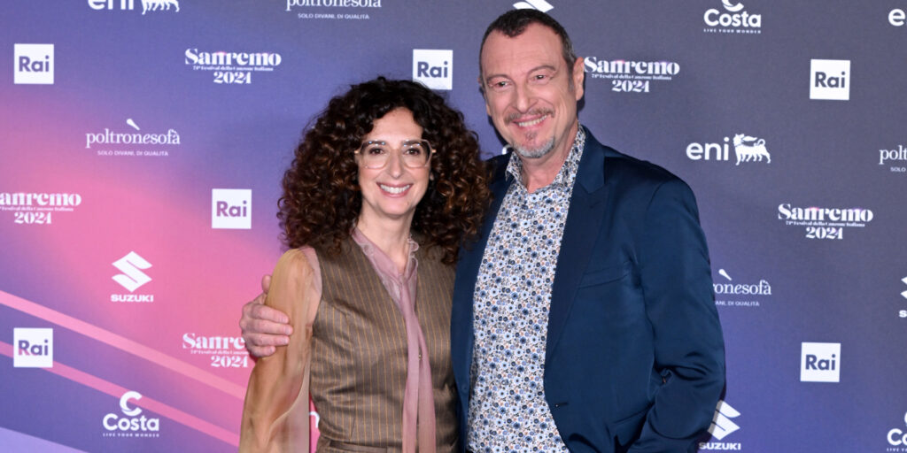 Teresa Mannino e Amadeus (fonte Ipa Agency)