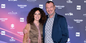 Teresa Mannino e Amadeus (fonte Ipa Agency)