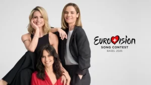 Michelle Hunziker, Sandra Studer e Hazel Brugger conduttrici di Eurovision Song Contest 2025